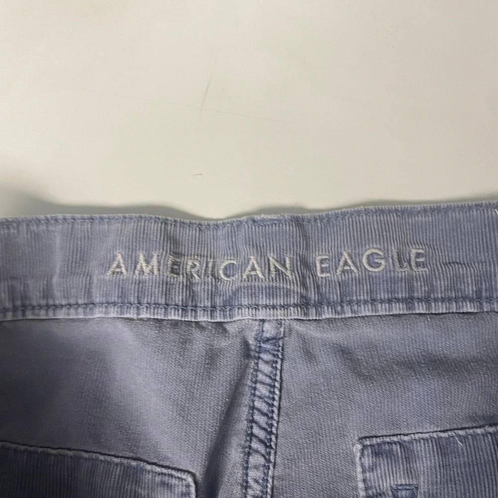 American Eagle 90s Boyfriend Corduroy Shorts 14 Blue Boho Retro Grunge Carpenter